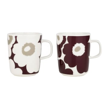 Unikko mug 2.5 dl 2 pack - Clay-dark wine-white - Marimekko