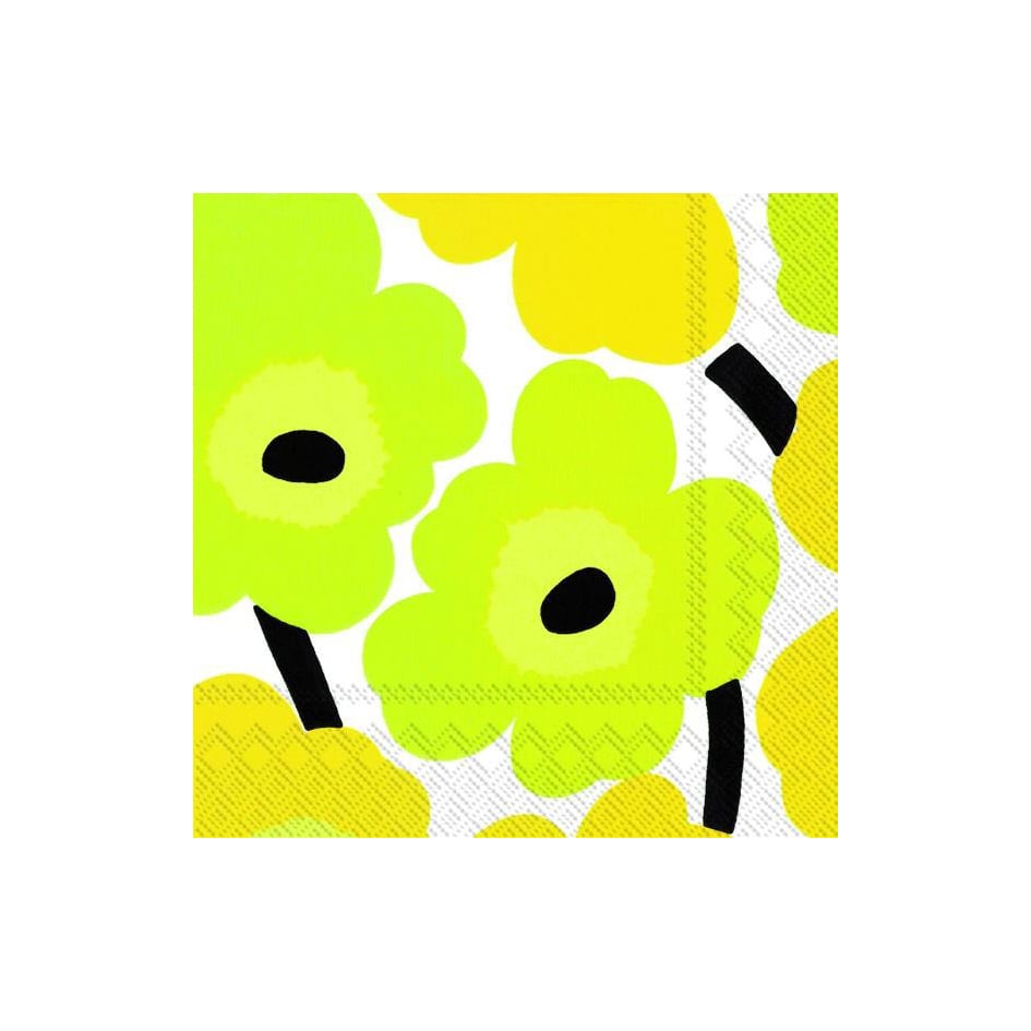 Marimekko Unikko napkins 33x33 cm 20-pack yellow | Scandinavian Design | Paper napkins | Yellow