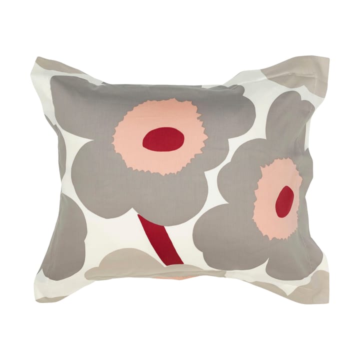 Unikko pillowcase satin 50x60 cm - Off white-warm grey-pink - Marimekko