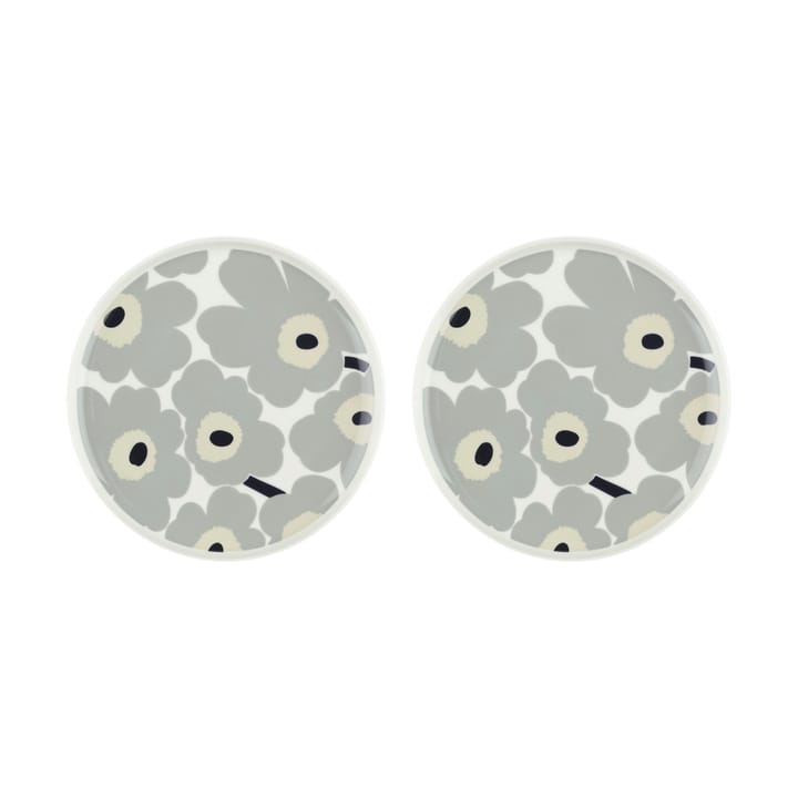 Unikko plate Ø25 cm 2-pack - White-light grey-sand-dark blue - Marimekko