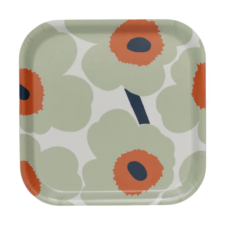 Unikko tray 20x20 cm, Off white-sage-orange Marimekko