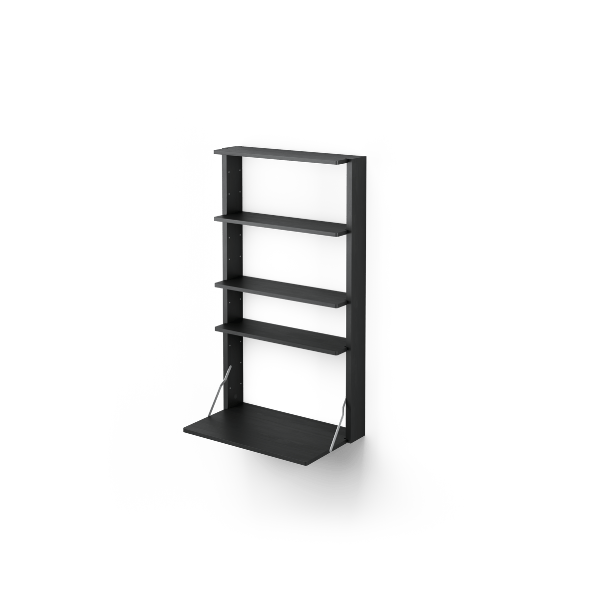 Massproductions Gridlock - M1-A4-0-D shelf with writing table Black stained Ash