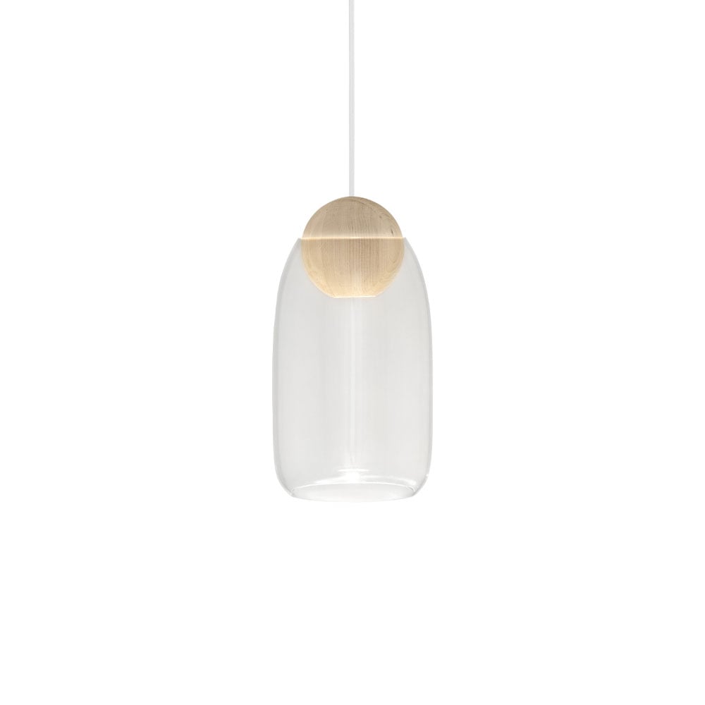 Mater Liuku Ball pendant lamp Transparent. matt lacquered lind