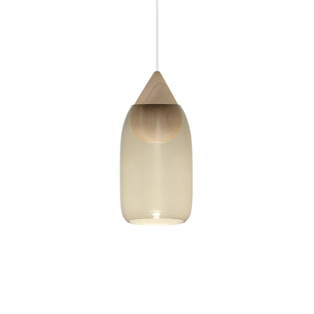 Mater Liuku Drop pendant lamp Smoked glass. matt lacquered lind