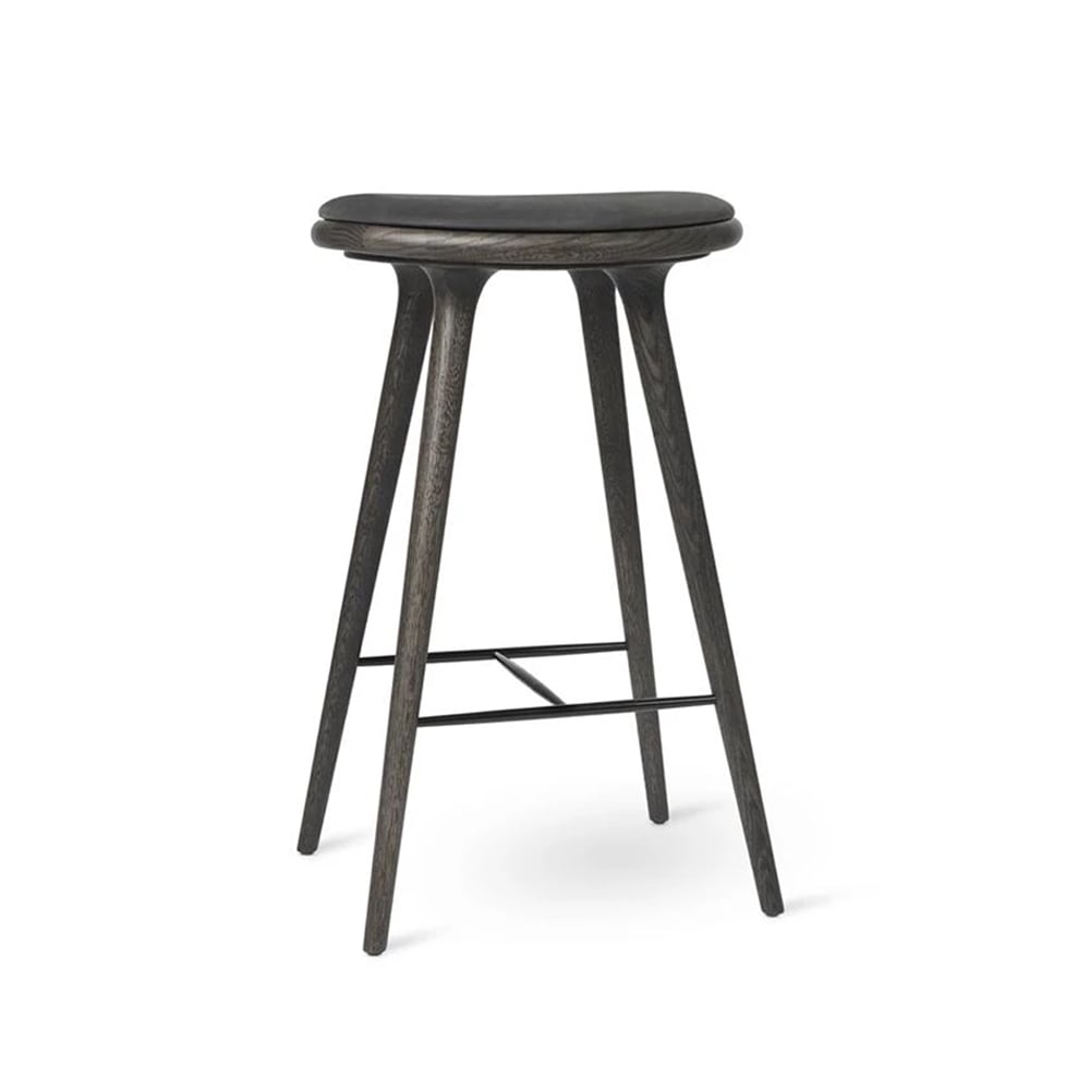 Mater Mater high stool barstool low 69 cm leather black, sirka grey oak