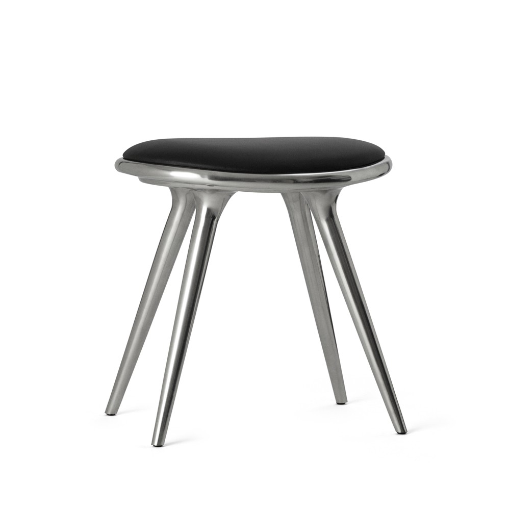 Mater Mater stool Leather black. aluminum stand