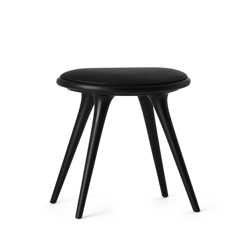 Mater Mater stool Leather black. black stained beech stand