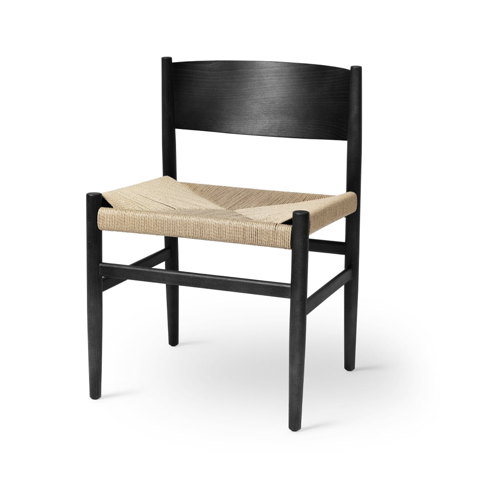 Mater Nestor stool black beech, natural colour paper cord