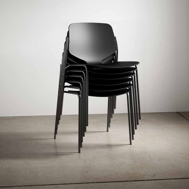 Nova Sea chair, Fabric cura 60111 black. black steel stand Mater