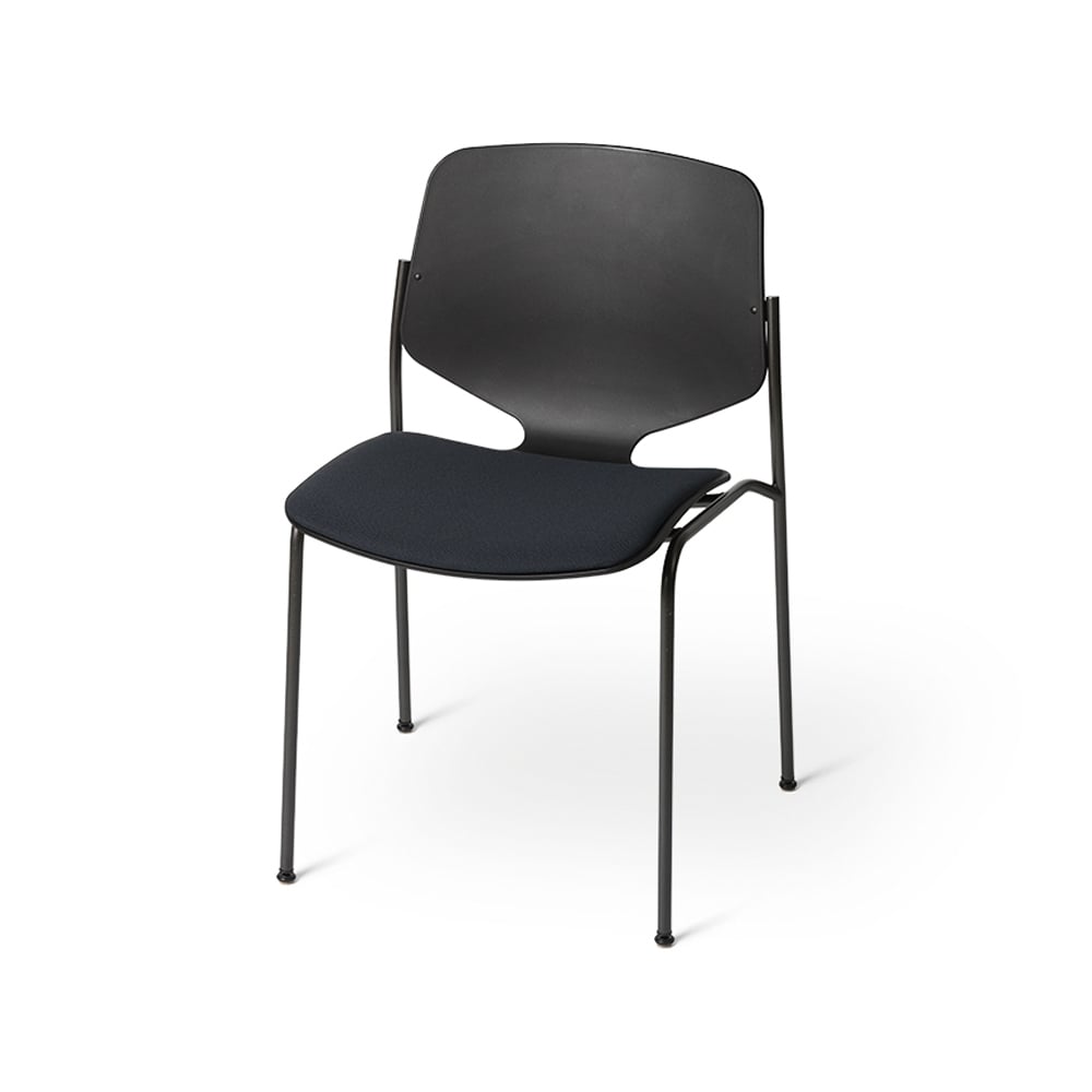 Mater Nova Sea chair Fabric cura 60111 black. black steel stand