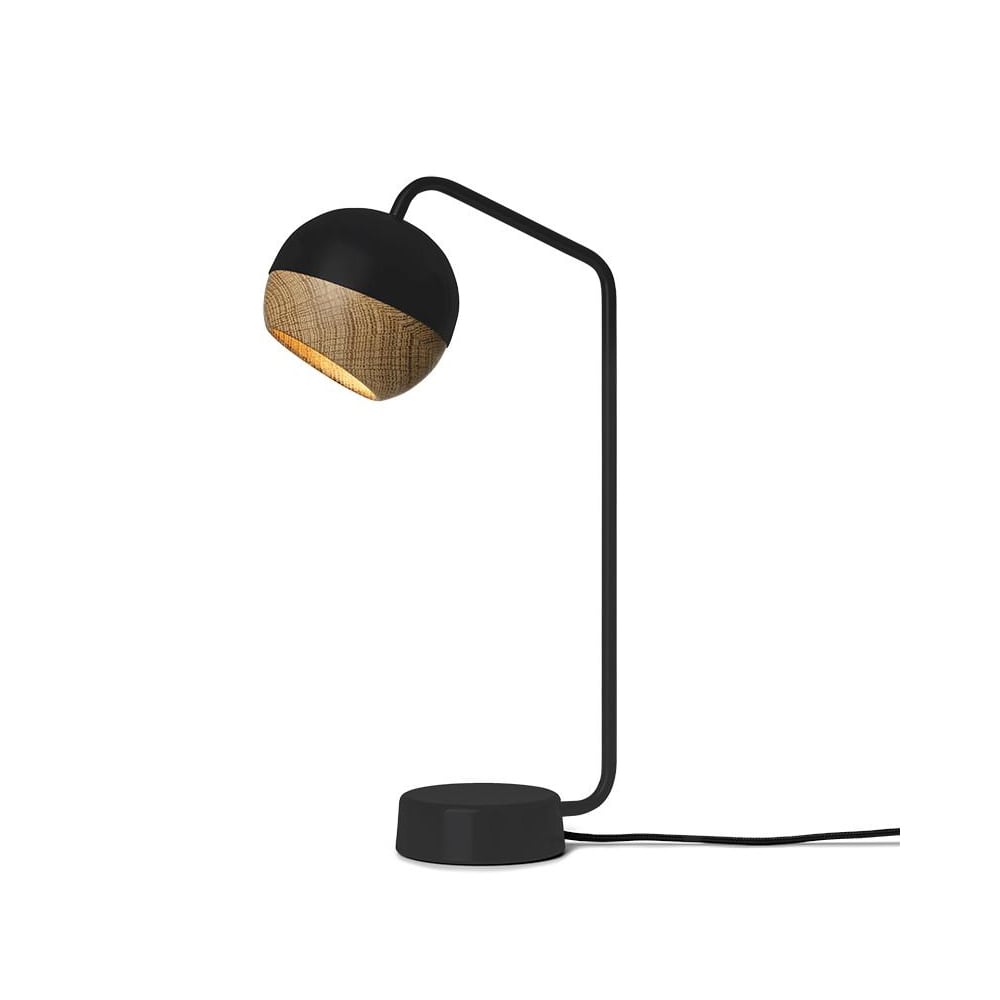 Mater Ray table lamp black, oak detail on screen