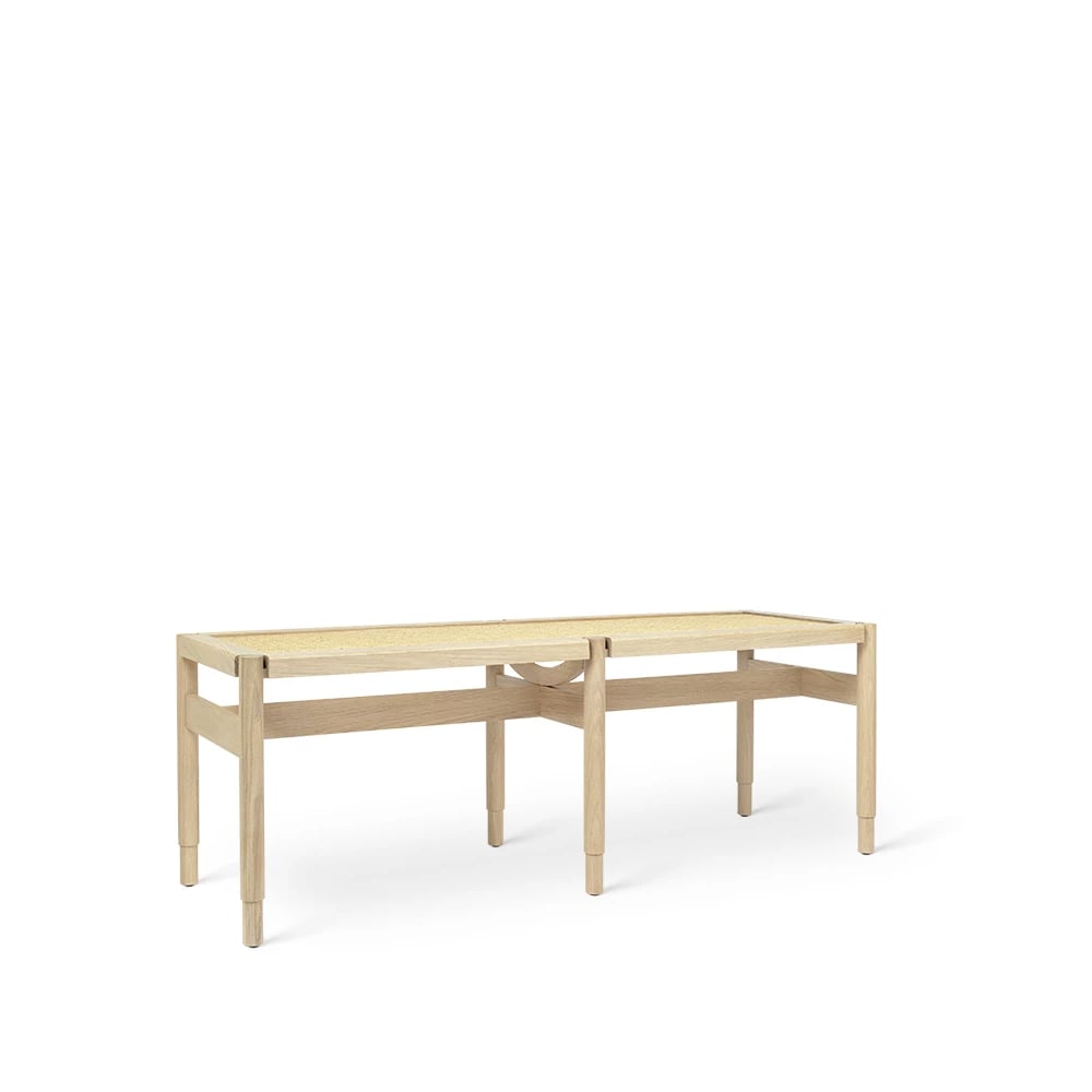 Mater Winston bench Oak matt lacquered. rattan