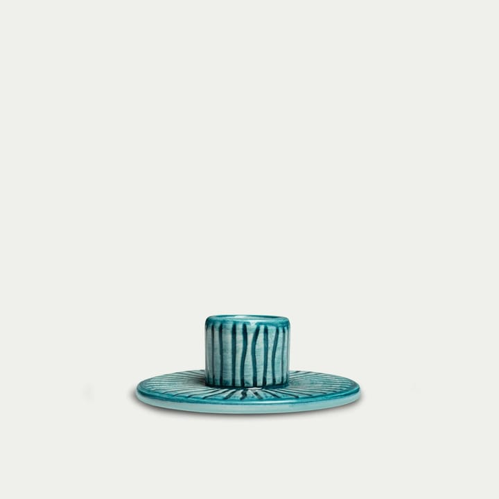 Stripes candle holder Ø8 cm, Turquoise Mateus