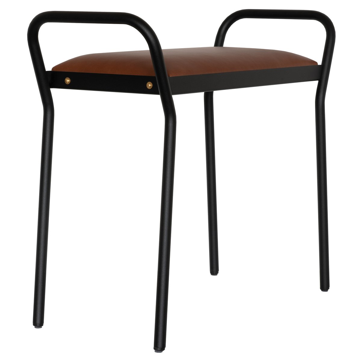 Maze Around stool Black-vintage cognac