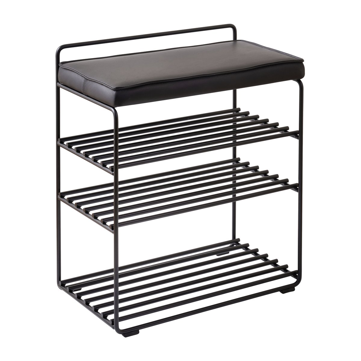 Maze Lower East Seat shelf-stool 50x28x58 cm Black-black leather