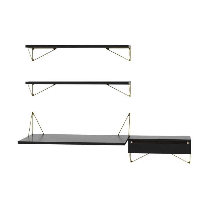 Pythagoras Bundle E shelving system black-brass - undefined - Maze