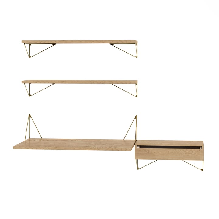 Pythagoras Bundle E shelving system oak-brass - undefined - Maze