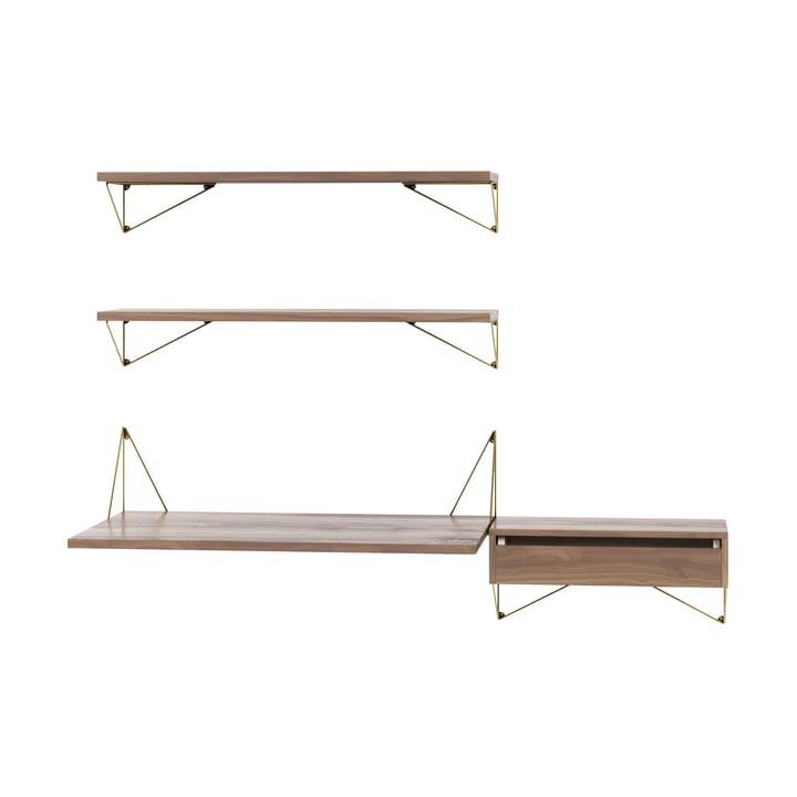 Pythagoras Bundle E shelving system walnut-brass - undefined - Maze