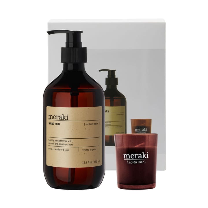 Meraki gift set hand soap and scented candle, Northern dawn-nordic pine Meraki