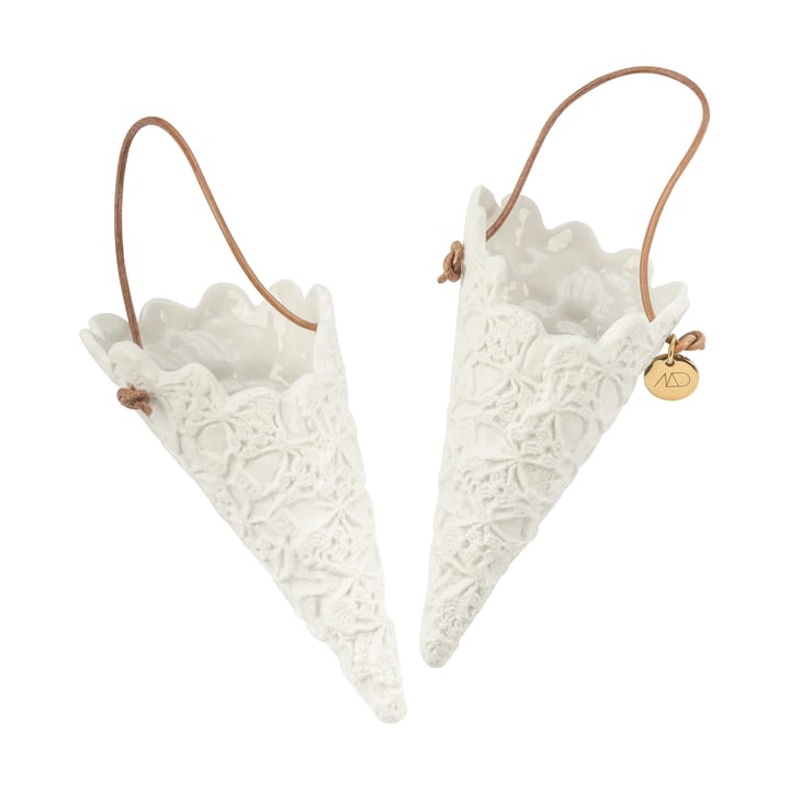 Lace Christmas cone 2-pack - Off-white - Mette Ditmer