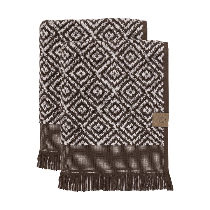 Morocco guest towel 35x55 cm 2-pack - Chocolate-off-white - Mette Ditmer