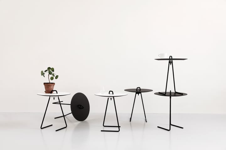 Portable side table Ø45 cm - Black. White - MOEBE