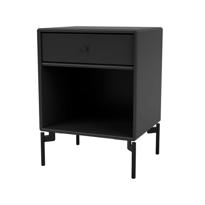 Dream bedside table - Black 05, black lacquered legs - Montana