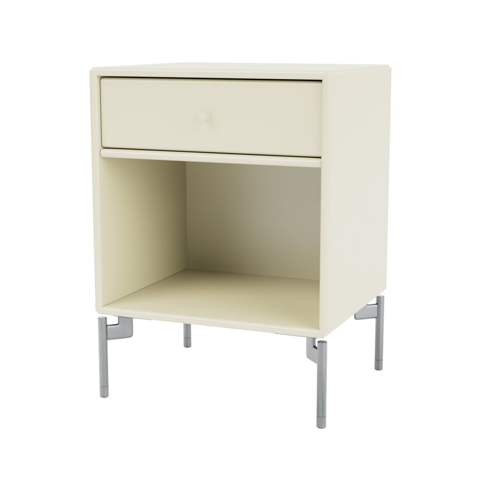 Montana Dream bedside table Vanilla 150, chrome legs