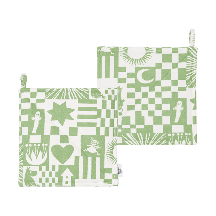 Party Moomin pot holder 22x22 cm 2-pack - Green - Moomin Arabia