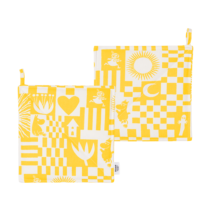 Party Moomin pot holder 22x22 cm 2-pack - Yellow - Moomin Arabia