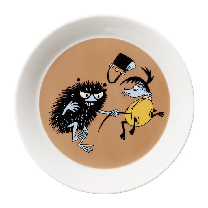 Stinky in action Moomin plate, Brown Moomin Arabia