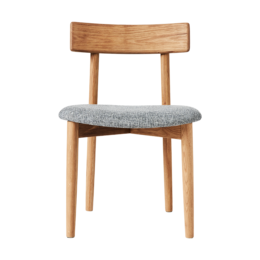 MUUBS Tetra chair with padded seat Concrete coloured fabric-natural oiled oak