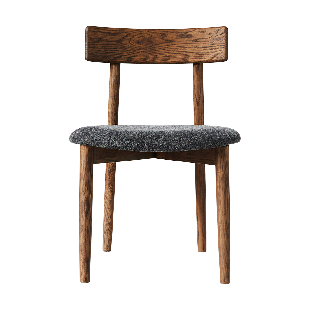 MUUBS Tetra chair with padded seat Granite coloured fabric-dark oiled oak