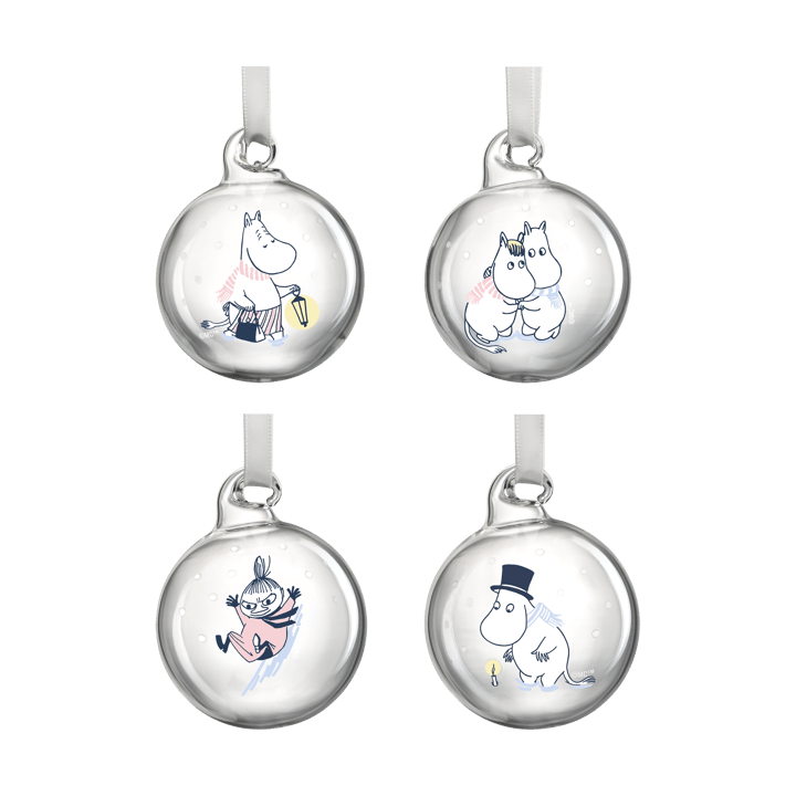 Moomin Christmas Bauble Ø5 cm 4-pack - Let it snow - Muurla