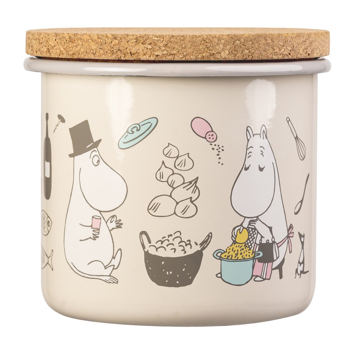 Muurla Moomin enamel jar with cork lid 1.3 l Bon Appétit