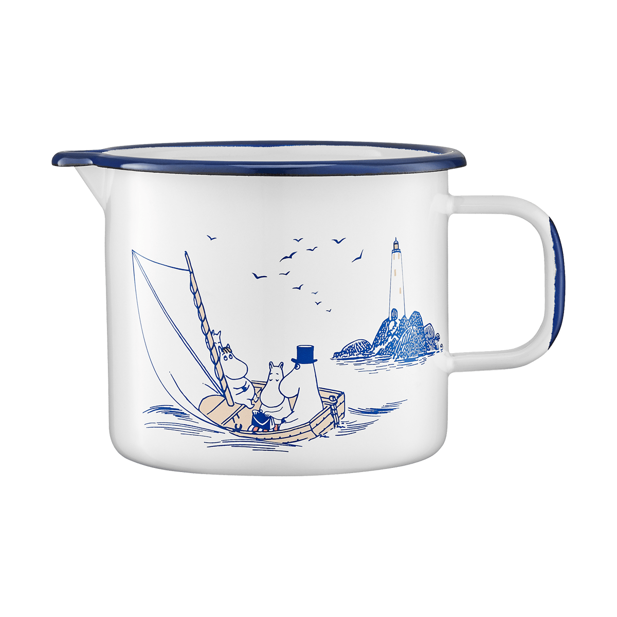 Muurla Moomin Enamel Jug 1.3L Sailors | Scandinavian Design | Water jugs and carafes | White