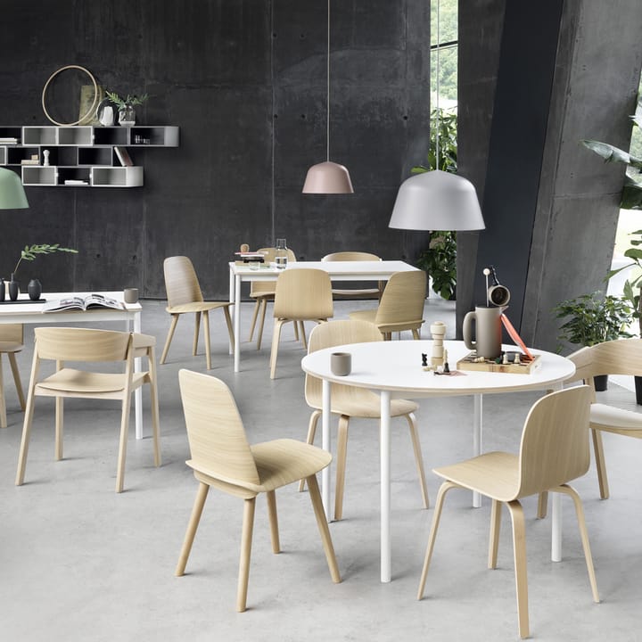 Base dining table round Ø110 cm, Black linoleum-Plywood-Black Muuto