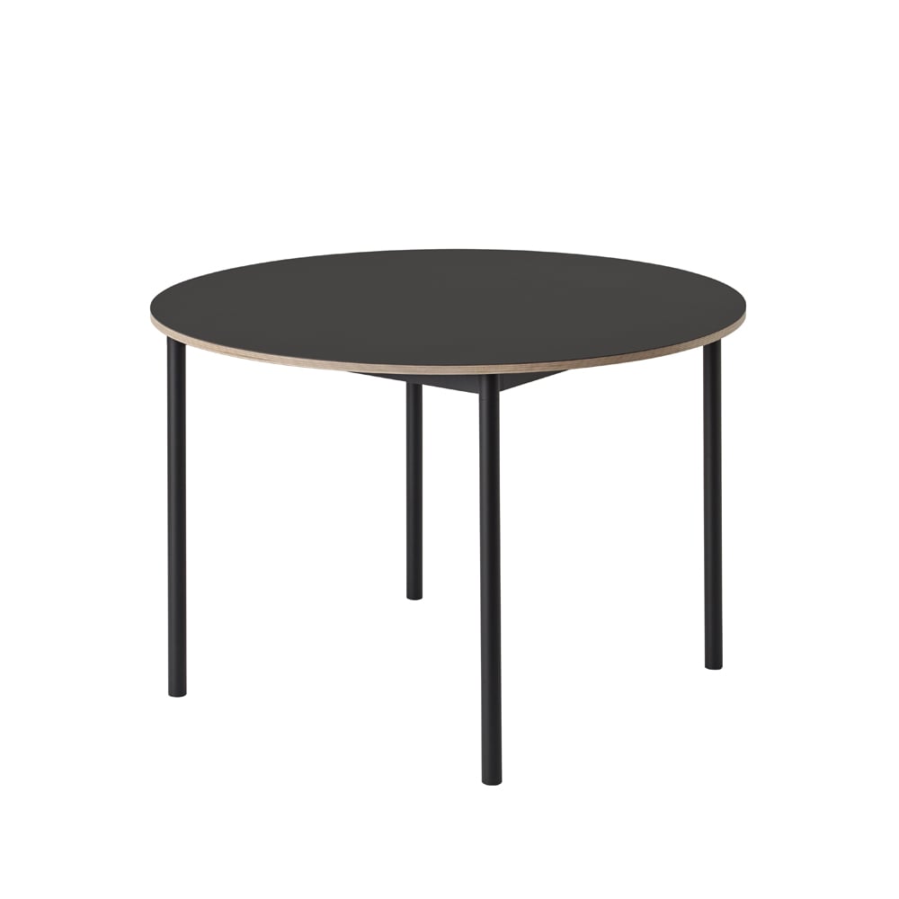 Muuto Base dining table round Ø110 cm Black linoleum-Plywood-Black