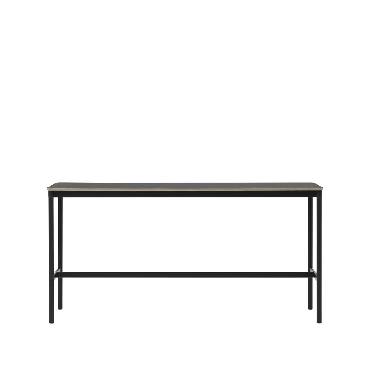 Muuto Base high bar table Black linoleum, black legs, plywood edge, b50 l190 h95