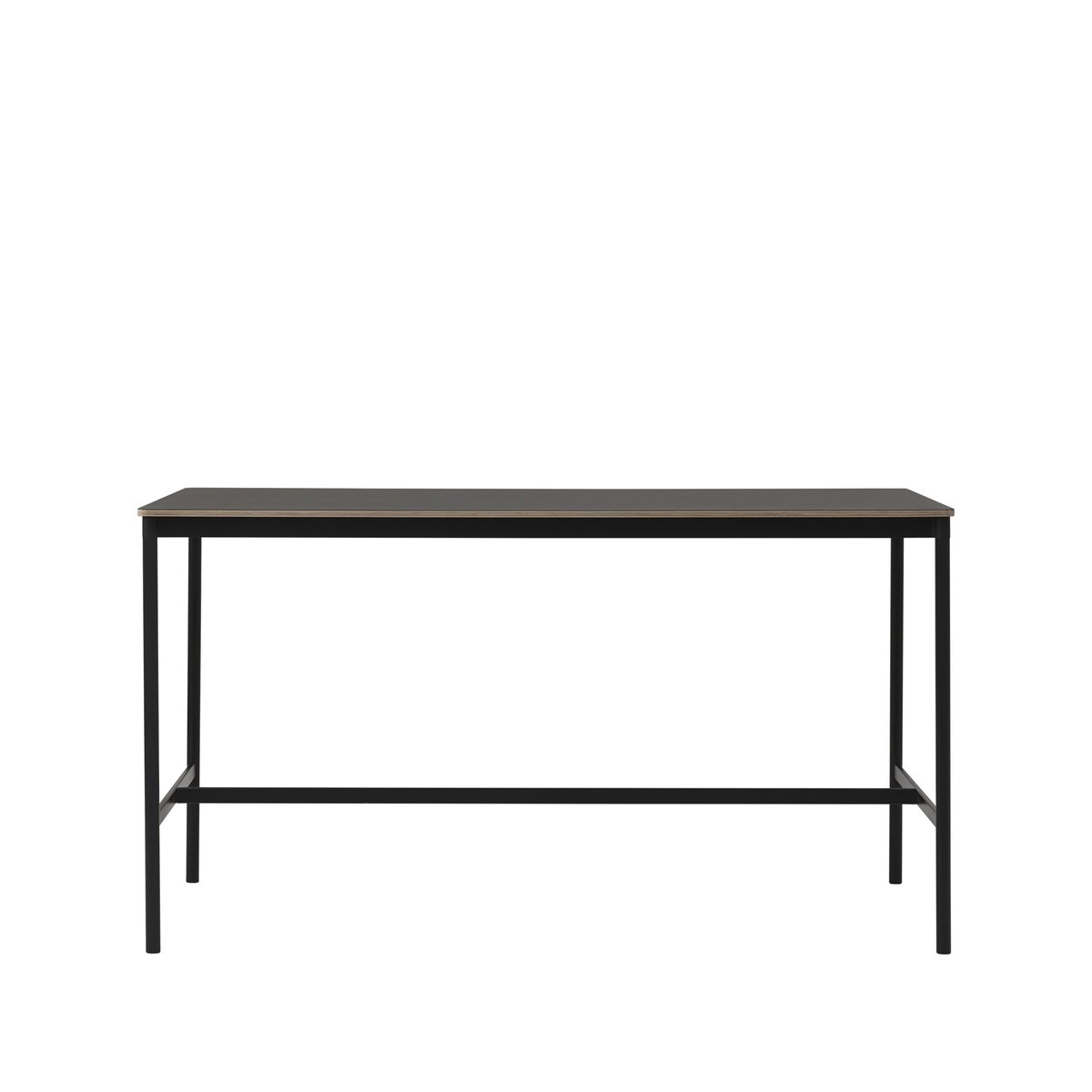 Muuto Base high bar table Black linoleum, black legs, plywood edge, b85 l190 h105