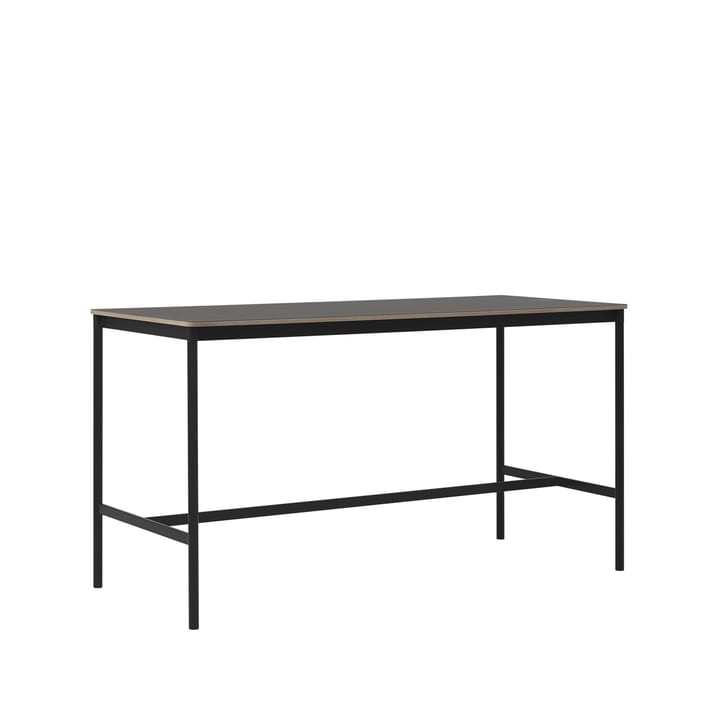 Base high bar table, Black linoleum, black legs, plywood edge, b85 l190 h105 Muuto