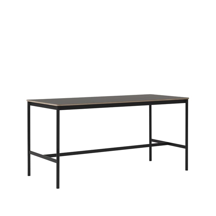 Base high bar table, Black linoleum, black legs, plywood edge, b85 l190 h95 Muuto