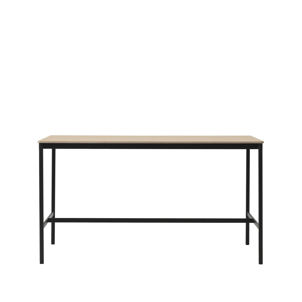 Muuto Base high bar table Oak, black legs, plywood edge, b85 l190 h105