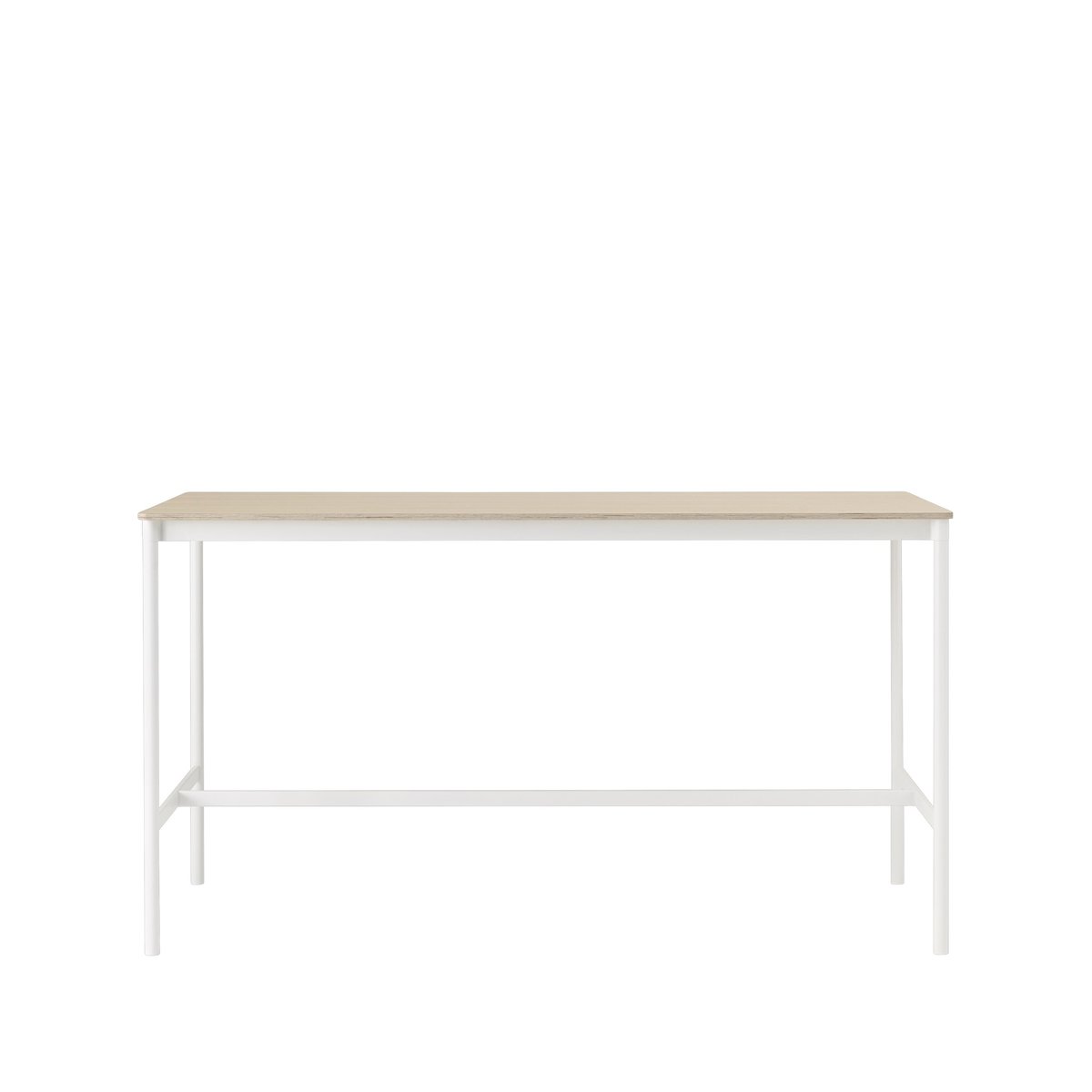 Muuto Base high bar table Oak, white legs, plywood edge, b85 l190 h105