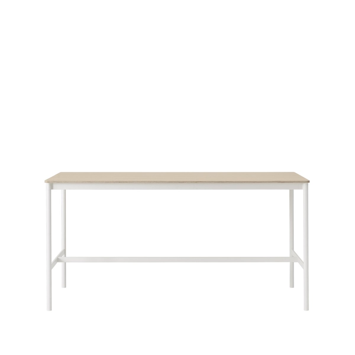 Muuto Base high bar table Oak, white legs, plywood edge, b85 l190 h95