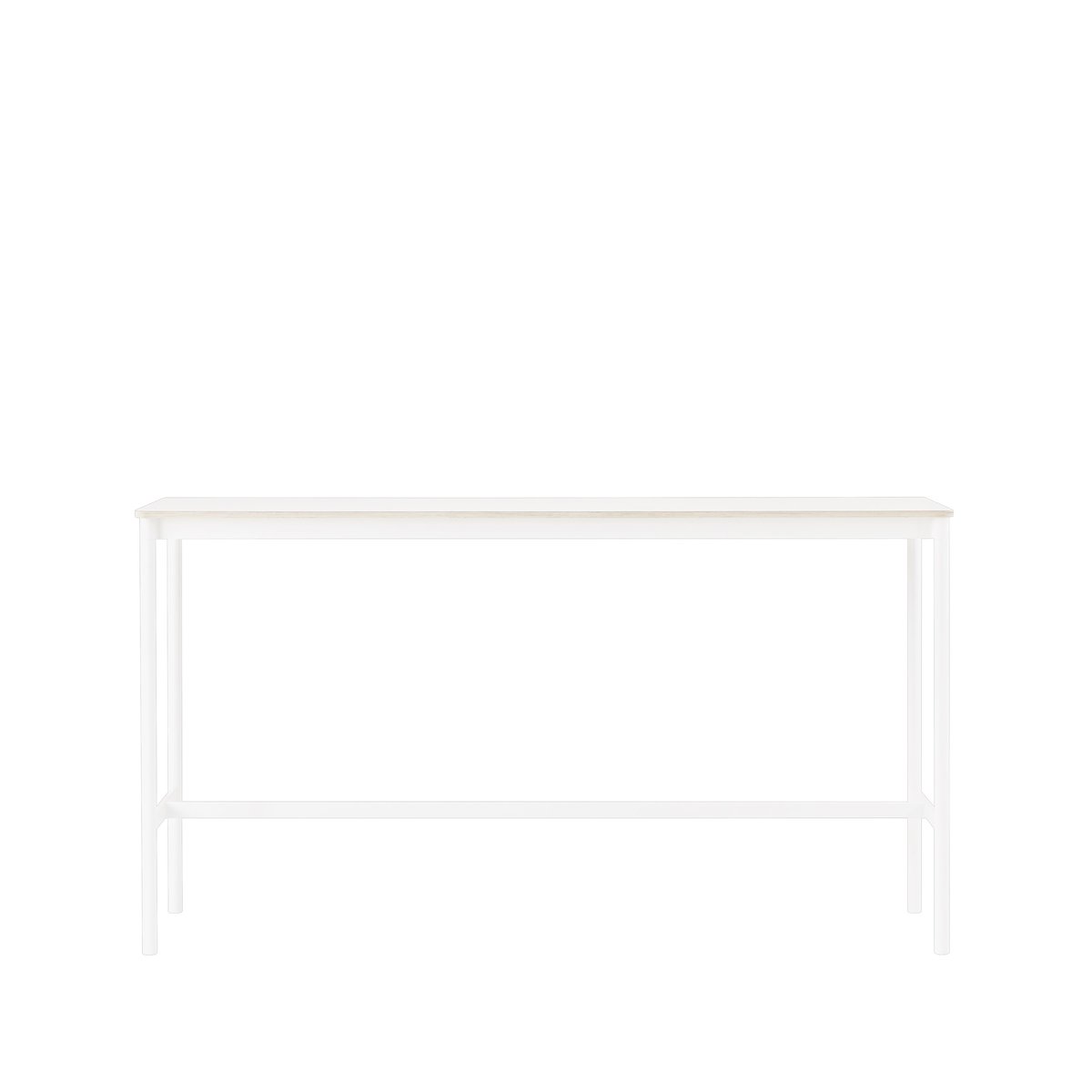 Muuto Base high bar table White laminate, white legs, plywood edge, b50 l190 h105