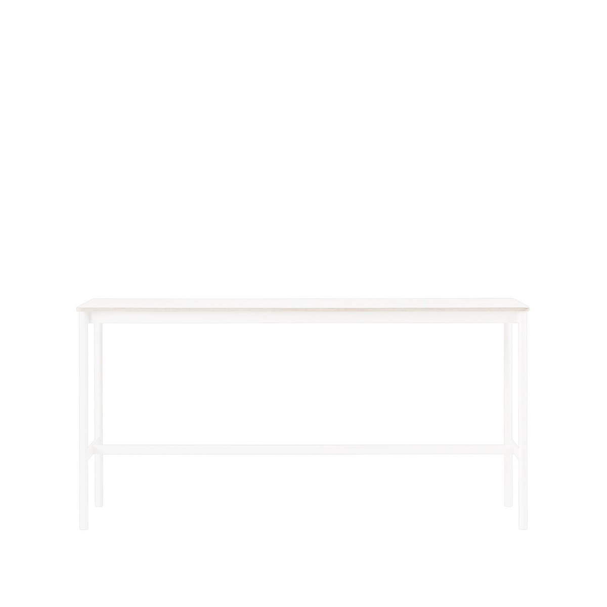 Muuto Base high bar table White laminate, white legs, plywood edge, b50 l190 h95