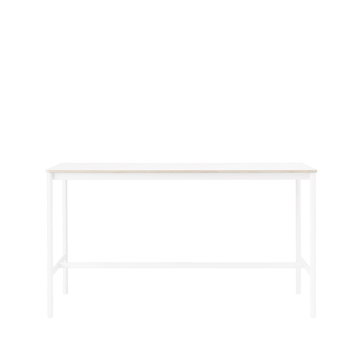 Muuto Base high bar table White laminate, white legs, plywood edge, b85 l190 h105