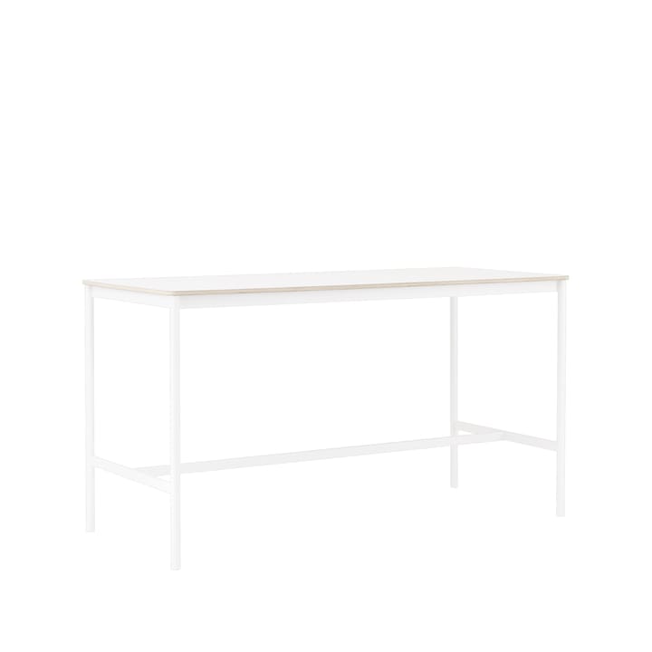 Base high bar table, White laminate, white legs, plywood edge, b85 l190 h105 Muuto