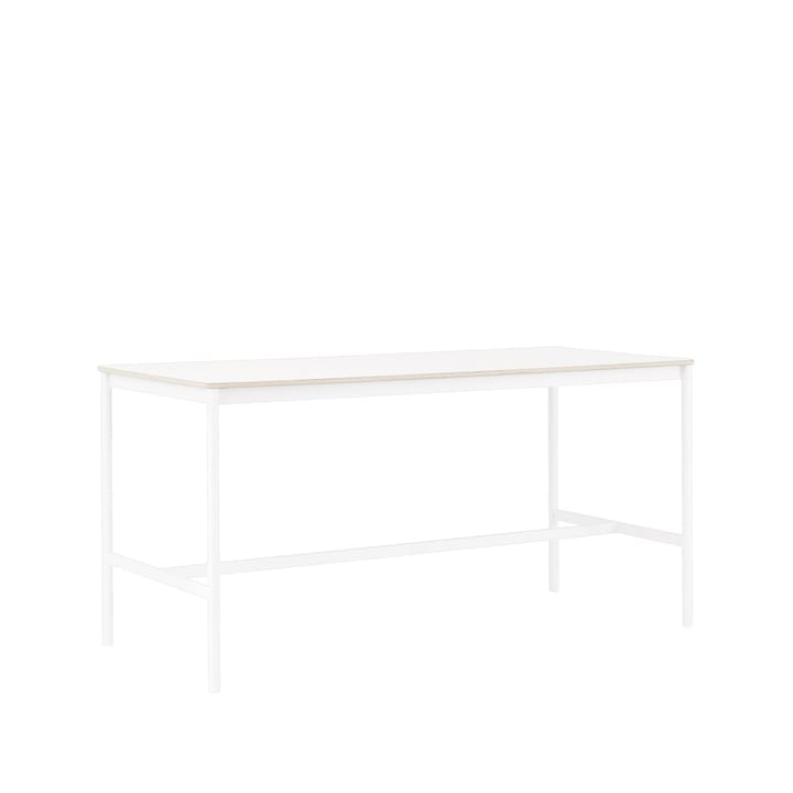 Base high bar table - White laminate, white legs, plywood edge, b85 l190 h95 - Muuto